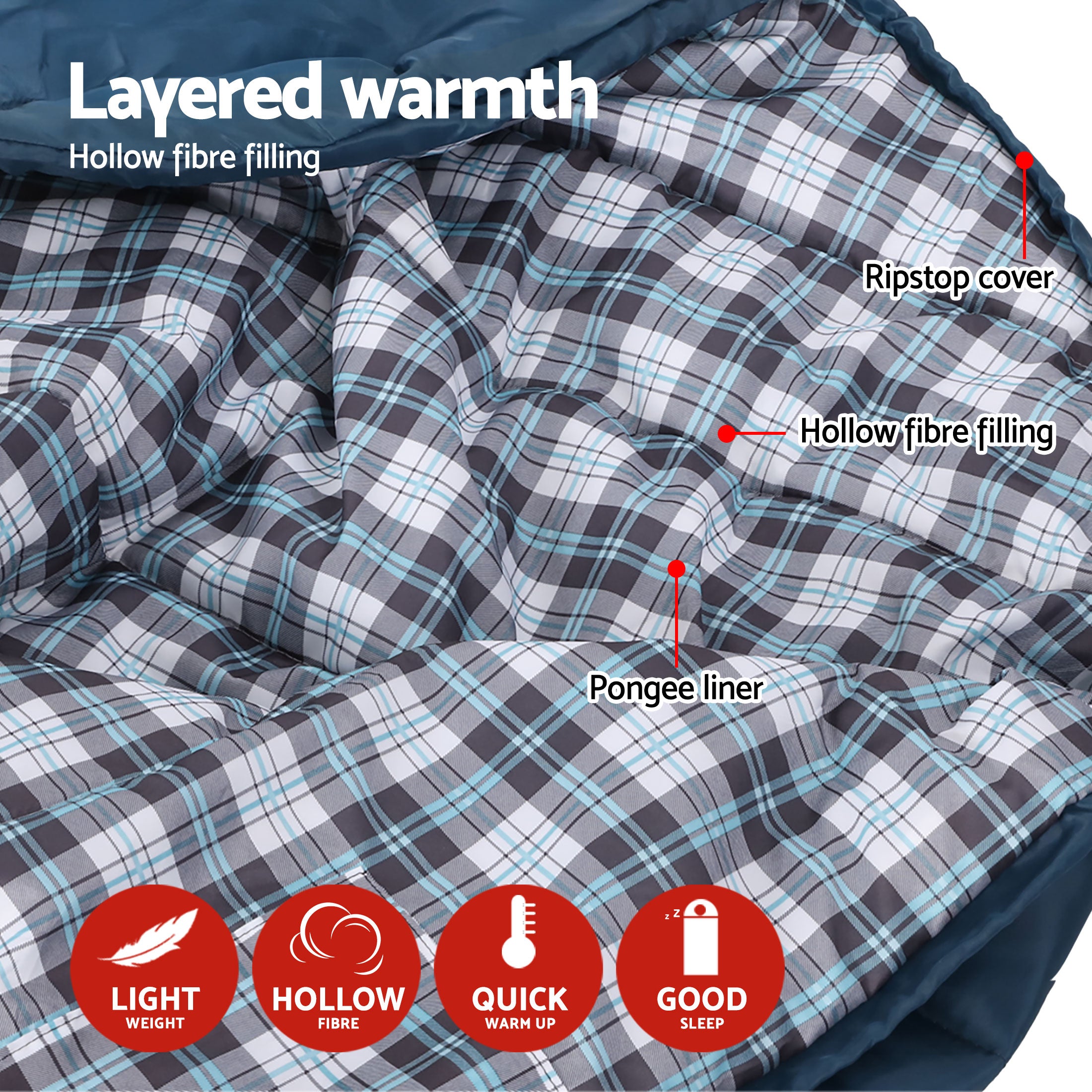 Weisshorn Sleeping Bag Set of 2 Single Thermal Camping Hiking Tent 0 degrees C SB-MICRO-GRNA
