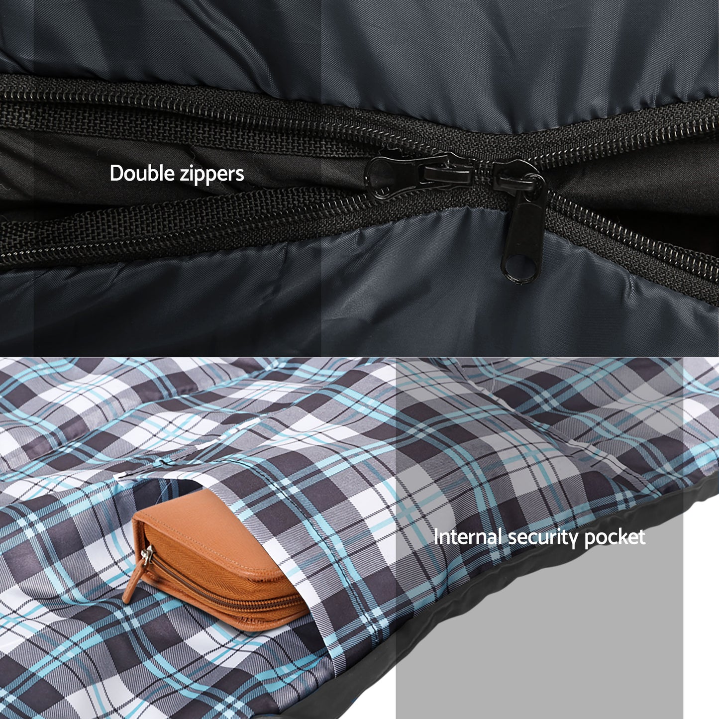 Weisshorn Sleeping Bag Set of 2 Single Thermal Camping Hiking Tent 0 degrees C SB-MICRO-GRNA