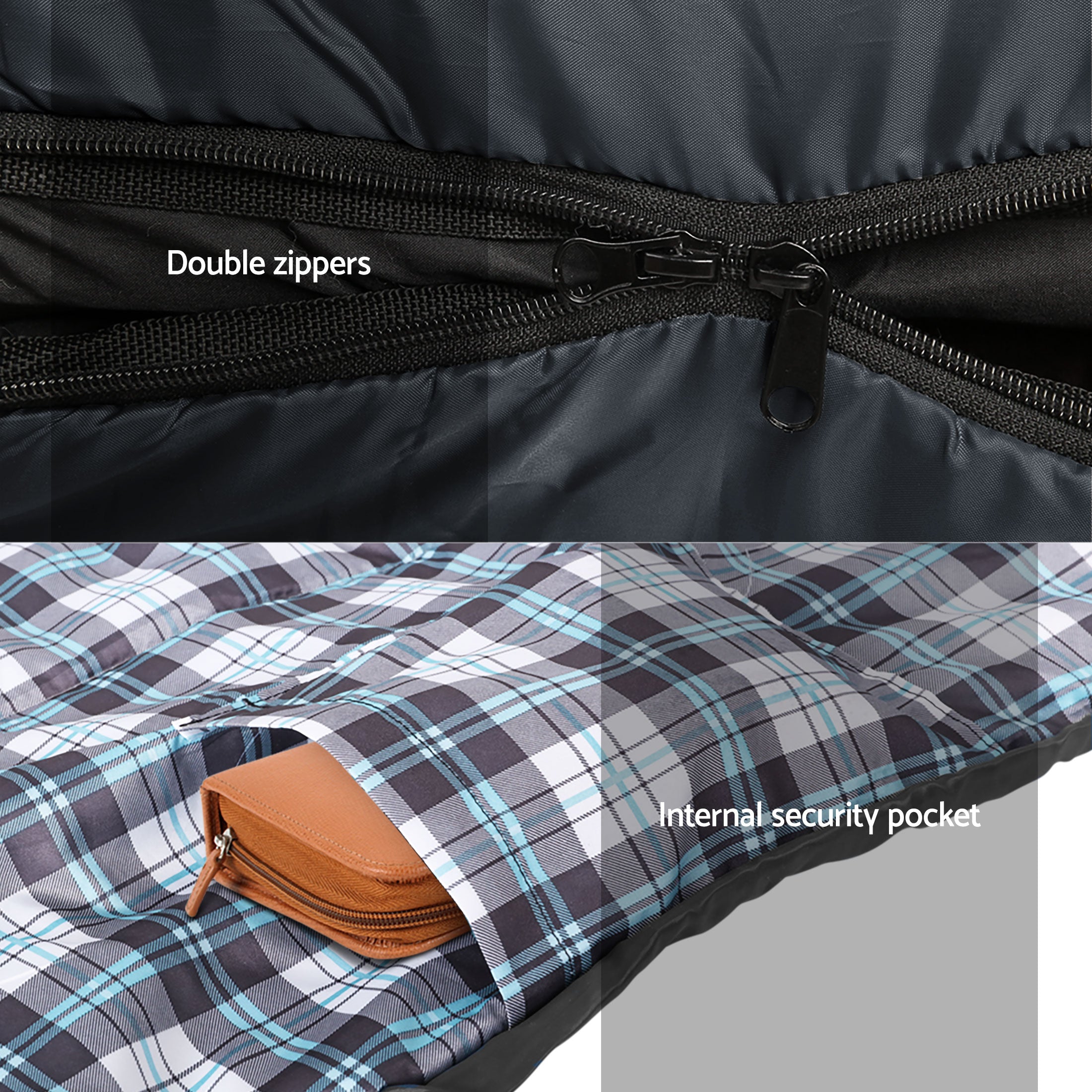 Weisshorn Sleeping Bag Set of 2 Single Thermal Camping Hiking Tent 0 degrees C SB-MICRO-GRNA