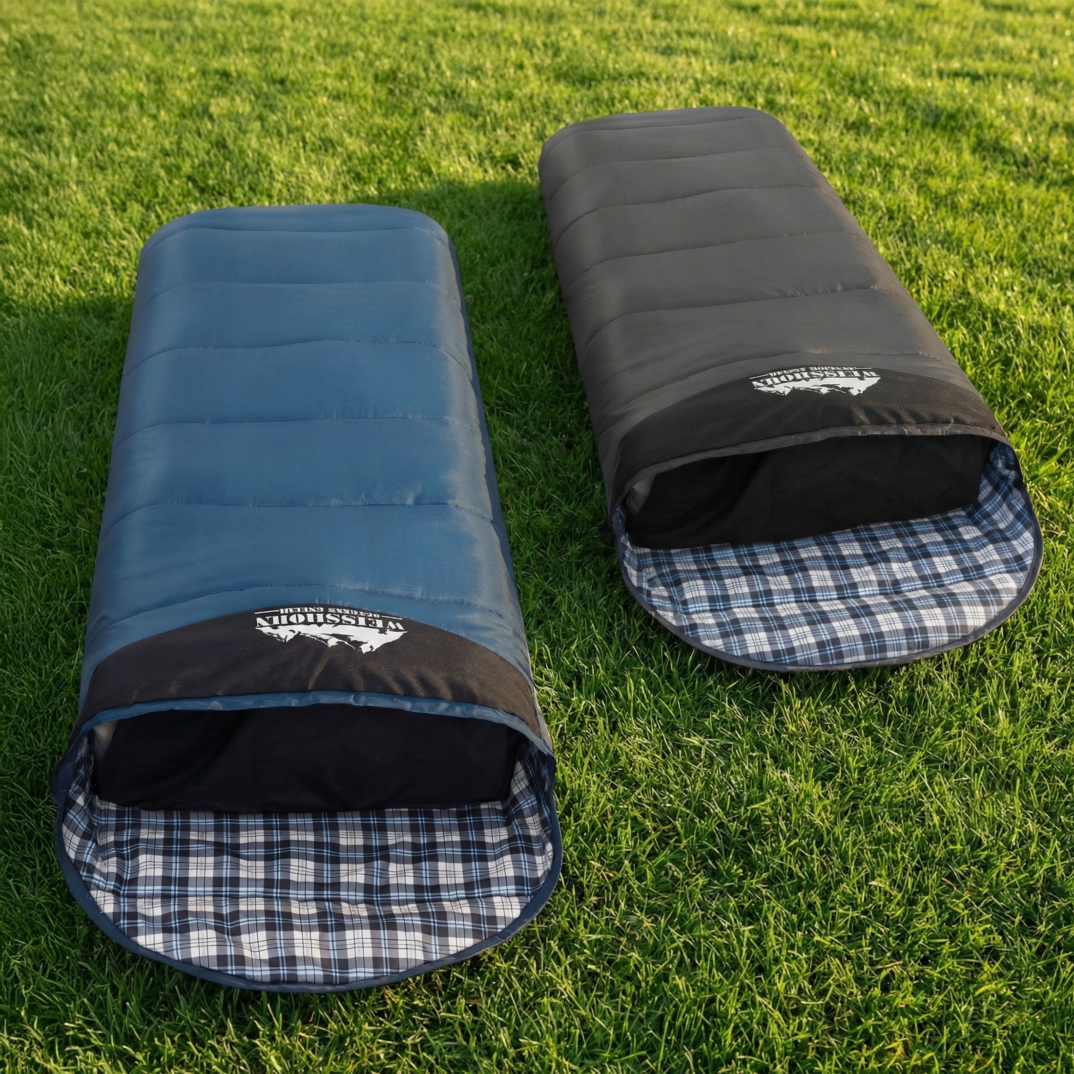 Weisshorn Sleeping Bag Set of 2 Single Thermal Camping Hiking Tent 0 degrees C SB-MICRO-GRNA