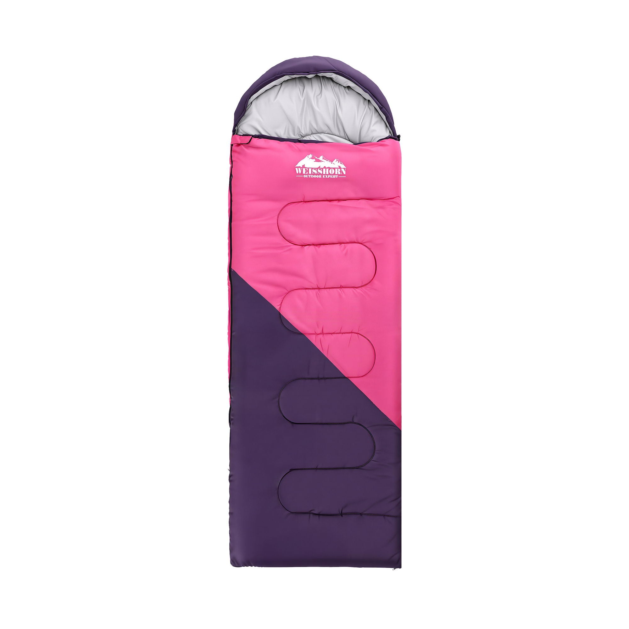 Weisshorn Sleeping Bag Single 213cm Thermal Camping Hiking Pink SB-S-CURVE-PK