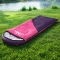 Weisshorn Sleeping Bag Single 213cm Thermal Camping Hiking Pink SB-S-CURVE-PK