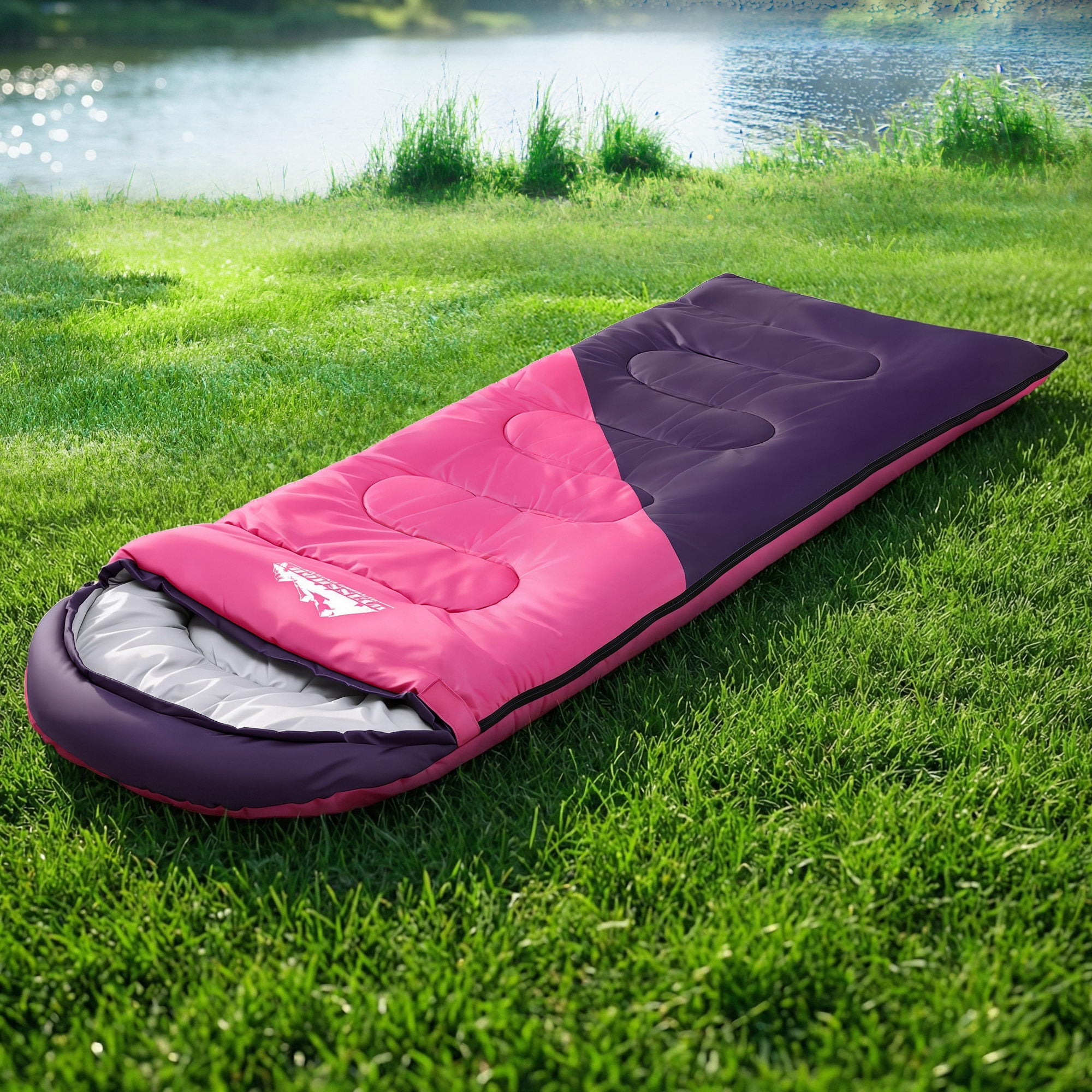 Weisshorn Sleeping Bag Single 213cm Thermal Camping Hiking Pink SB-S-CURVE-PK