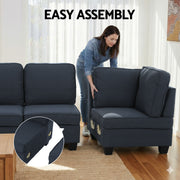 Artiss Modular Sofa Chaise Set 5-seater Dark Grey SBED-C-EP05-DA-GY-ABCDE