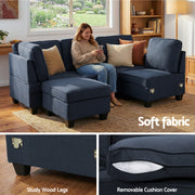 Artiss Modular Sofa Chaise Set 5-seater Dark Grey SBED-C-EP05-DA-GY-ABCDE