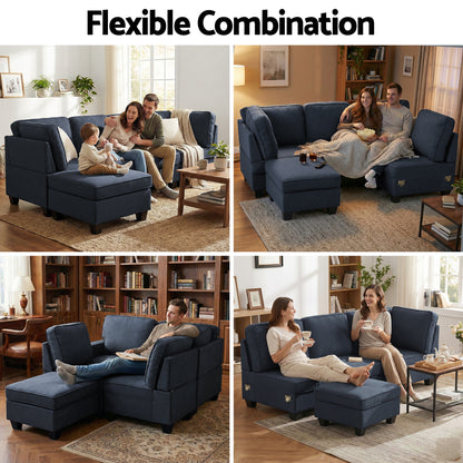 Artiss Modular Sofa Chaise Set 5-seater Dark Grey SBED-C-EP05-DA-GY-ABCDE