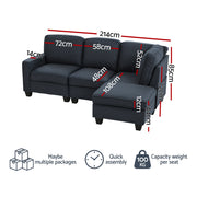 Artiss Modular Sofa Chaise Set 4-seater Dark Grey SBED-C-EP05-DA-GY-ABCE