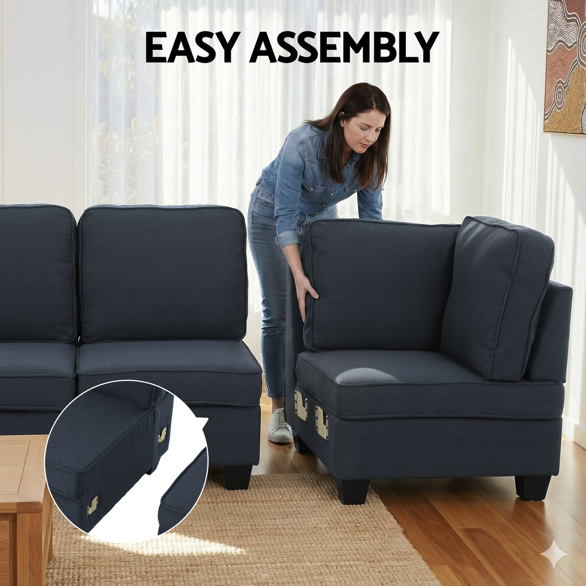 Artiss Modular Sofa Chaise Set 4-seater Dark Grey SBED-C-EP05-DA-GY-ABCE