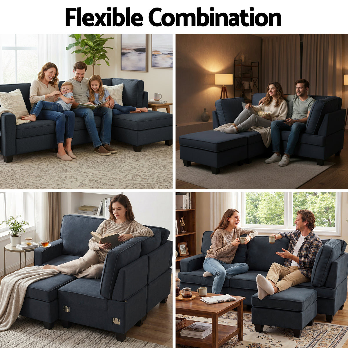 Artiss Modular Sofa Chaise Set 4-seater Dark Grey SBED-C-EP05-DA-GY-ABCE