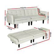 Artiss Sofa Bed 3 Seater Tufted Faux Linen Beige SBED-E-FA-01-BG-AB
