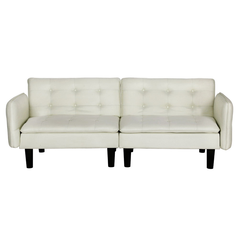 Artiss Sofa Bed 3 Seater Tufted Faux Linen Beige SBED-E-FA-01-BG-AB