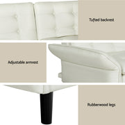 Artiss Sofa Bed 3 Seater Tufted Faux Linen Beige SBED-E-FA-01-BG-AB