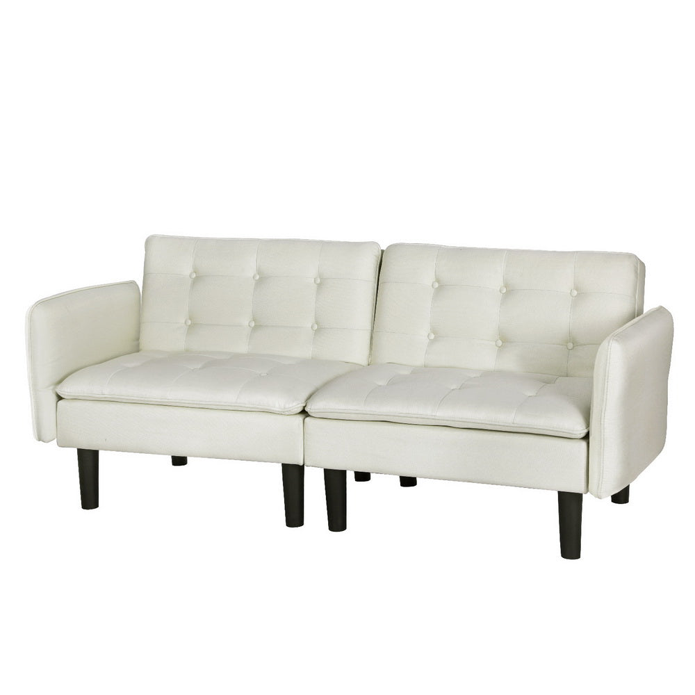 Artiss Sofa Bed 3 Seater Tufted Faux Linen Beige SBED-E-FA-01-BG-AB