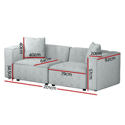 Artiss Modular Sofa Chaise Set 2-Seater Grey SBED-E-FA-02-2S-GY