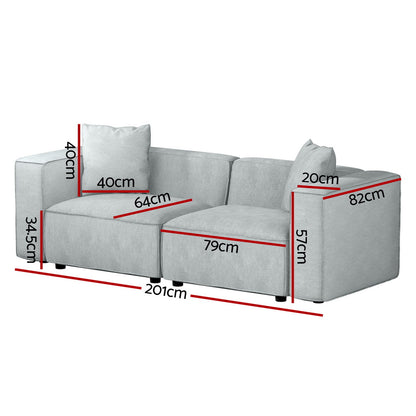 Artiss Modular Sofa Chaise Set 2-Seater Grey SBED-E-FA-02-2S-GY