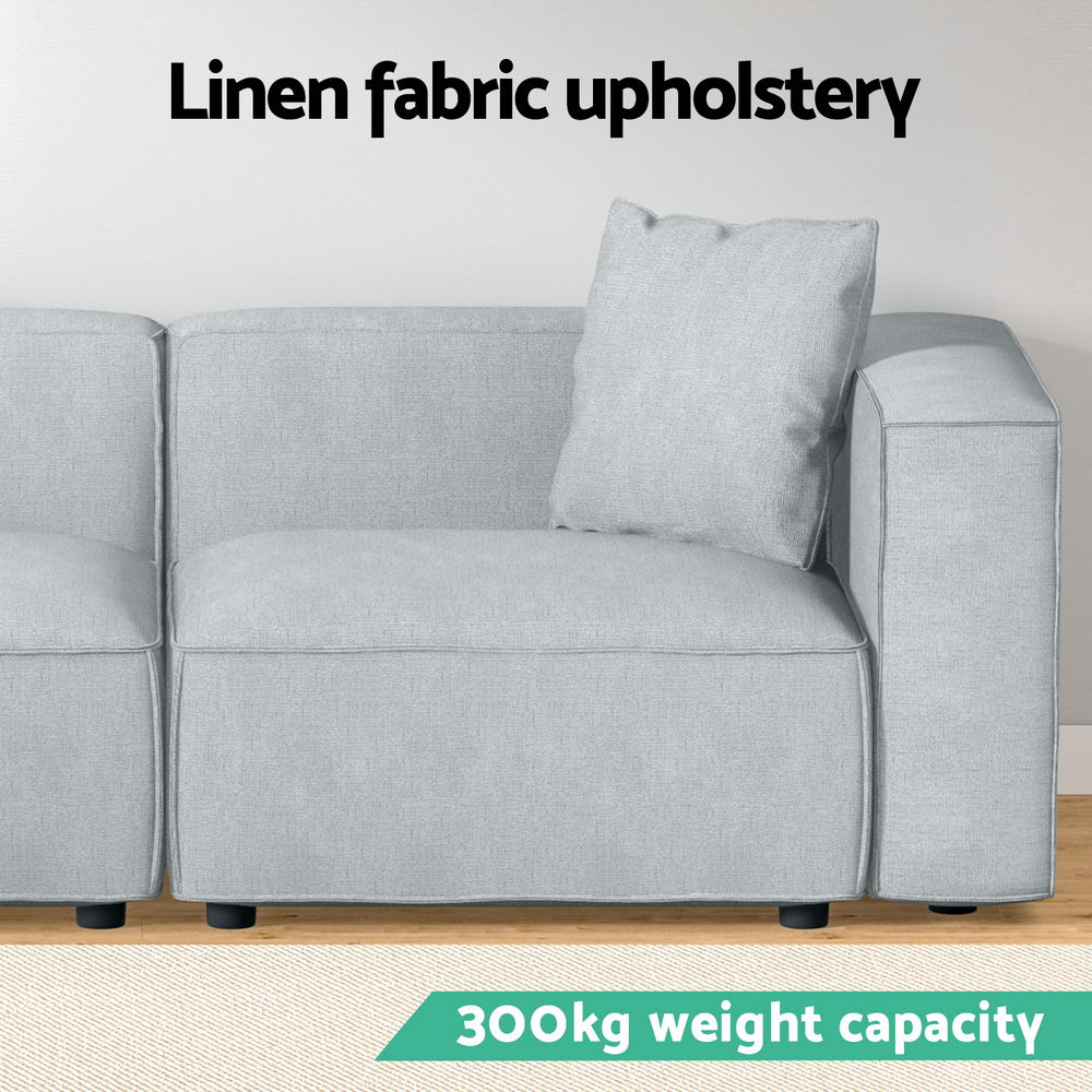Artiss Modular Sofa Chaise Set 2-Seater Grey SBED-E-FA-02-2S-GY