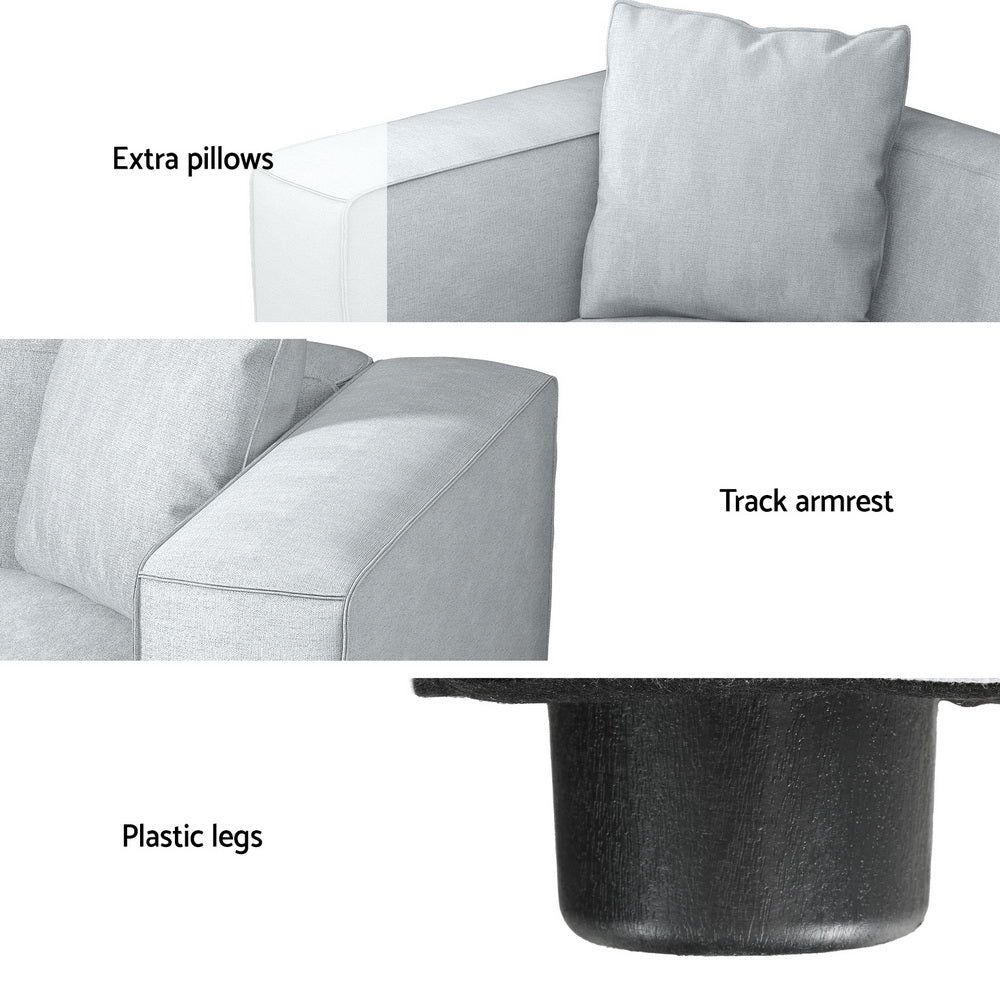 Artiss Modular Sofa Chaise Set 3-Seater Grey SBED-E-FA-02-3S-GY