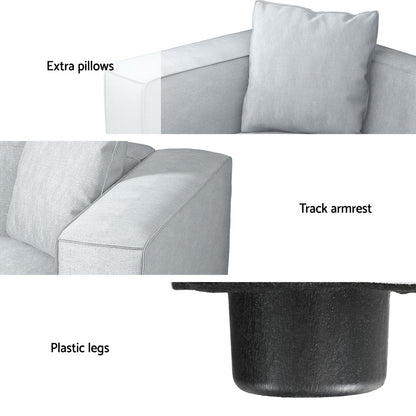 Artiss Modular Sofa Chaise Set 3-Seater Grey SBED-E-FA-02-3S-GY