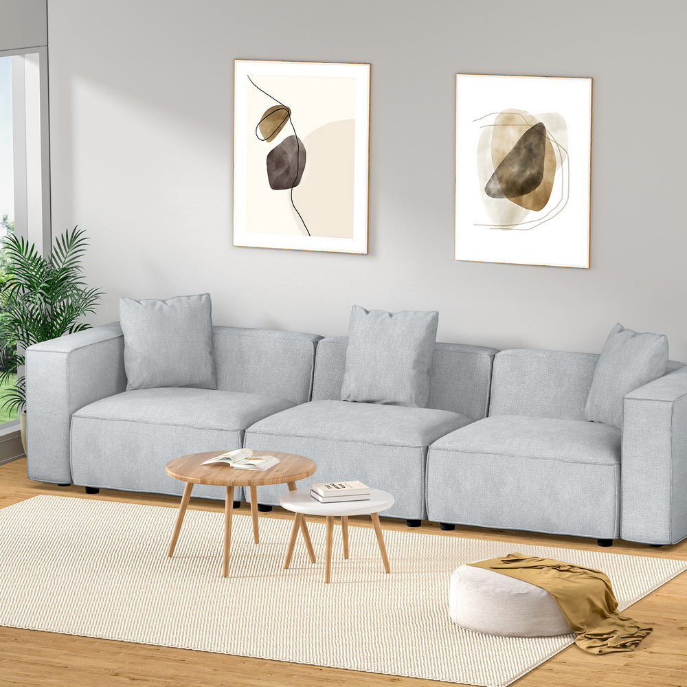 Artiss Modular Sofa Chaise Set 3-Seater Grey SBED-E-FA-02-3S-GY