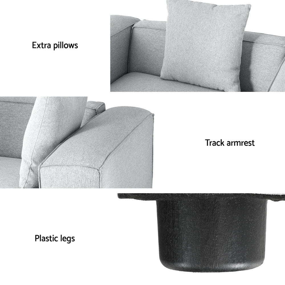Artiss Modular Sofa Chaise Set 4-Seater Grey SBED-E-FA-02-4S-GY