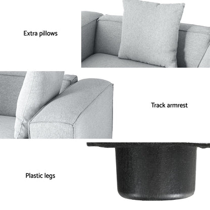 Artiss Modular Sofa Chaise Set 4-Seater Grey SBED-E-FA-02-4S-GY