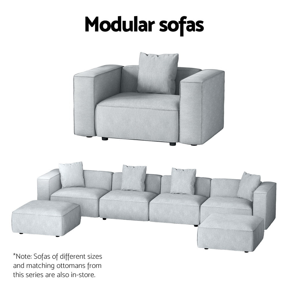 Artiss Modular Sofa Chaise Set 5-Seater Grey SBED-E-FA-02-5S-GY