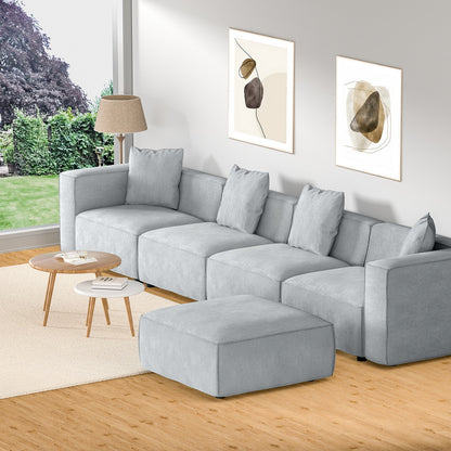 Artiss Modular Sofa Chaise Set 5-Seater Grey SBED-E-FA-02-5S-GY