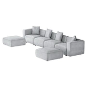 Artiss Modular Sofa Chaise Set 6-Seater Grey SBED-E-FA-02-6S-GY