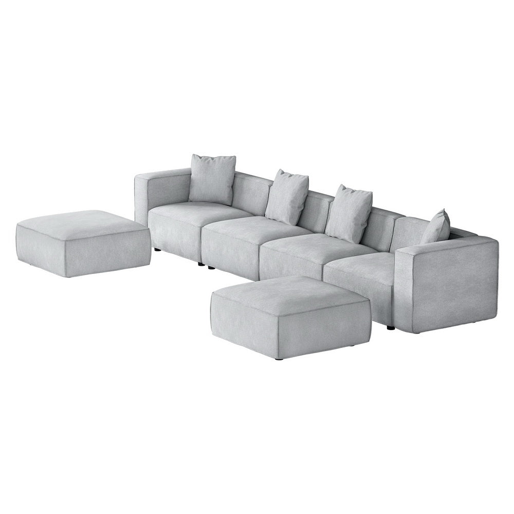 Artiss Modular Sofa Chaise Set 6-Seater Grey SBED-E-FA-02-6S-GY