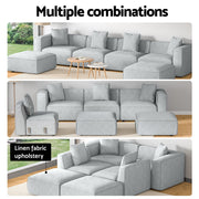 Artiss Modular Sofa Chaise Set 6-Seater Grey SBED-E-FA-02-6S-GY