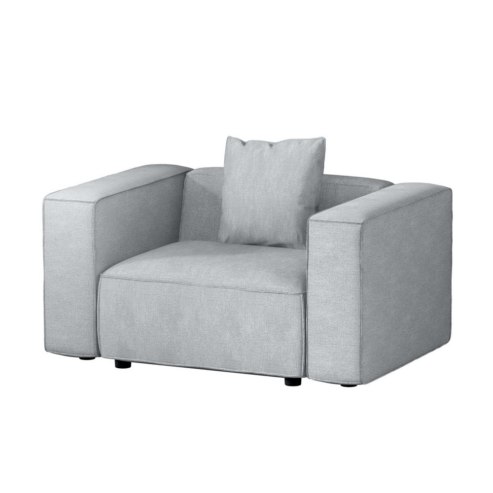 Artiss Modular Sofa Chaise Set 1-Seater Grey SBED-E-FA-02-GY-AB
