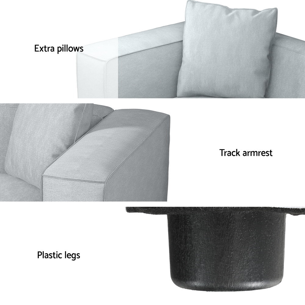 Artiss Modular Sofa Chaise Set 1-Seater Grey SBED-E-FA-02-GY-AB