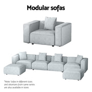 Artiss Modular Sofa Chaise Set 1-Seater Grey SBED-E-FA-02-GY-AB