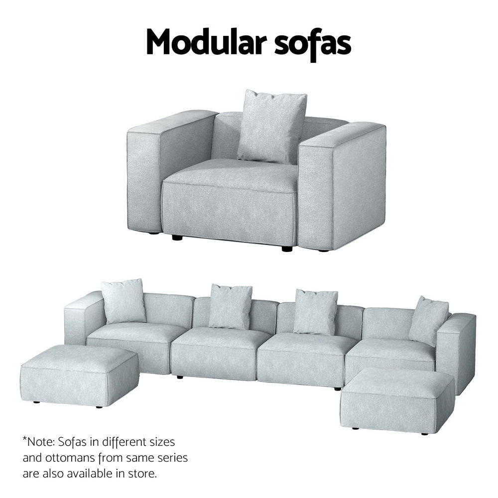 Artiss Modular Sofa Chaise Set 1-Seater Grey SBED-E-FA-02-GY-AB
