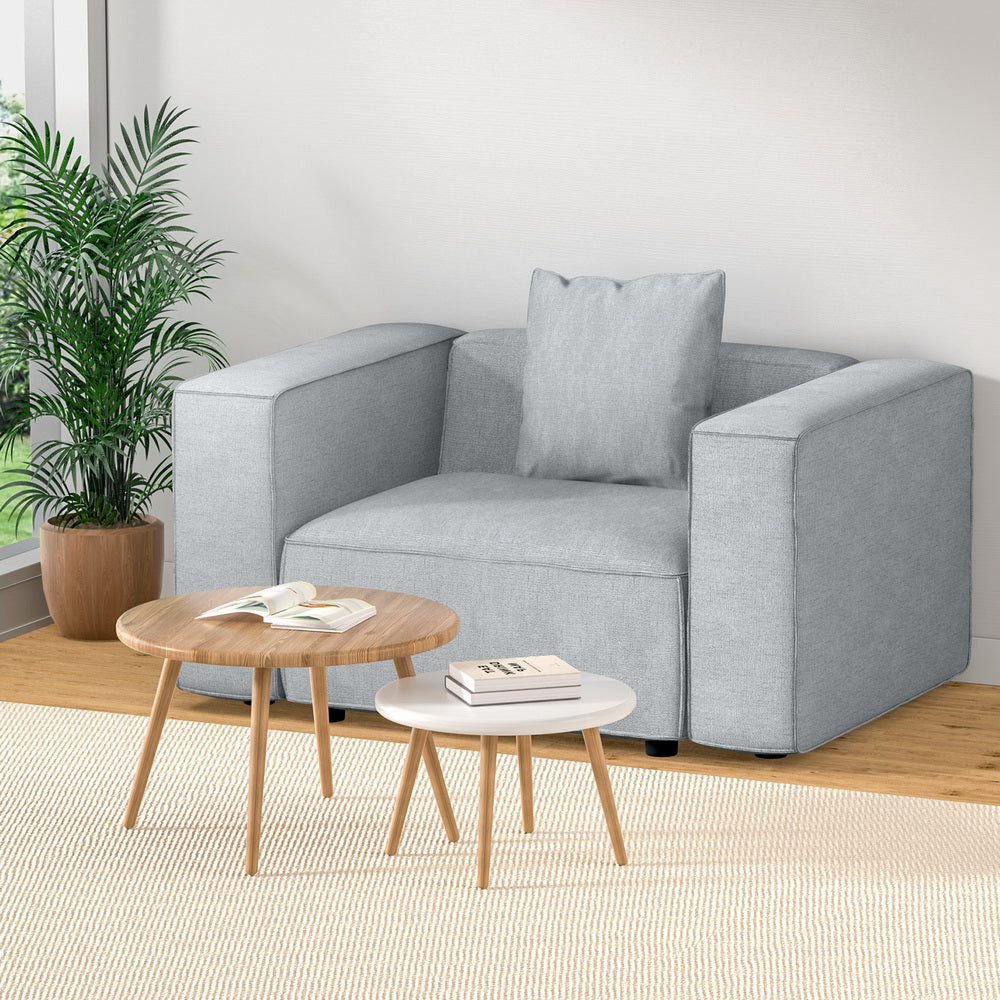 Artiss Modular Sofa Chaise Set 1-Seater Grey SBED-E-FA-02-GY-AB