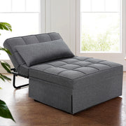 Artiss Sofa Bed Lounge Convertible Ottoman 1 Seater Couch Recliner Linen Grey SBED-E-FA-03-GY