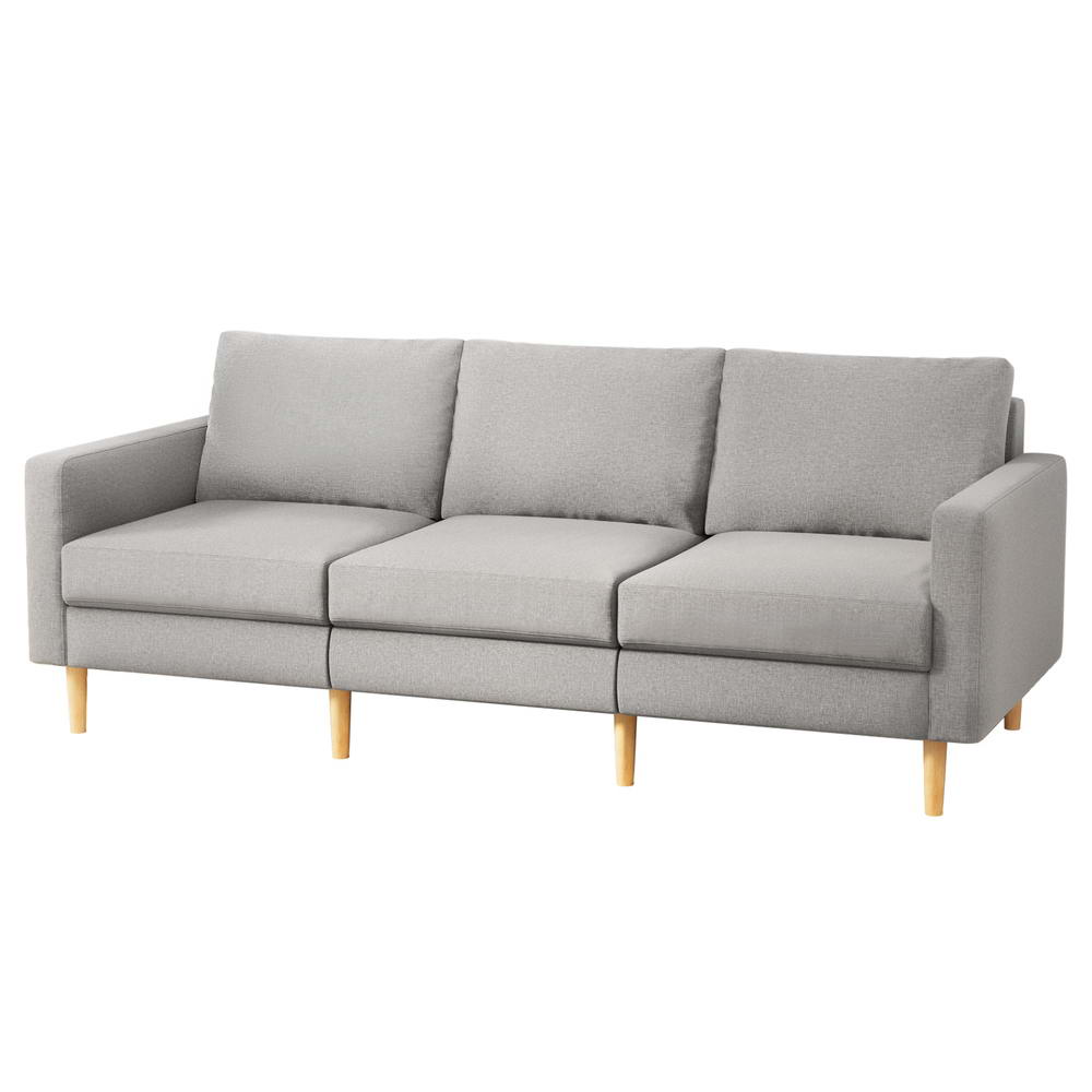Artiss 3 Seater Sofa 225cm Linen Fabric Grey SBED-E-FA-04-GY-ABCD