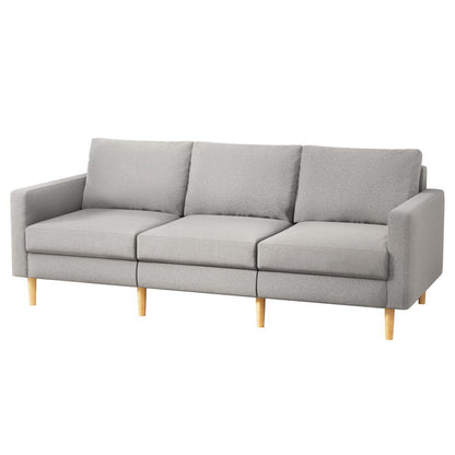 Artiss 3 Seater Sofa 225cm Linen Fabric Grey SBED-E-FA-04-GY-ABCD