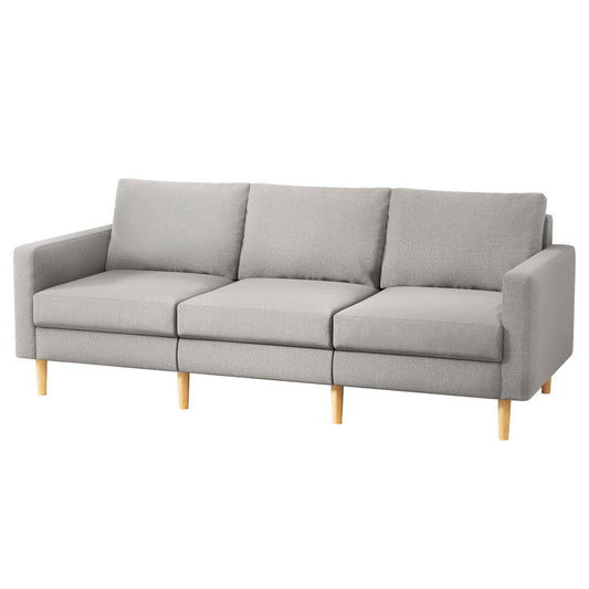 Artiss 3 Seater Sofa 225cm Linen Fabric Grey SBED-E-FA-04-GY-ABCD