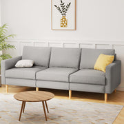 Artiss 3 Seater Sofa 225cm Linen Fabric Grey SBED-E-FA-04-GY-ABCD