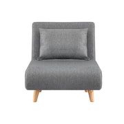 Artiss Sofa Bed Convertible Couch Recliner Lounge Chair Linen Grey SBED-E-FLD01-1S-GY