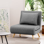 Artiss Sofa Bed Convertible Couch Recliner Lounge Chair Linen Grey SBED-E-FLD01-1S-GY