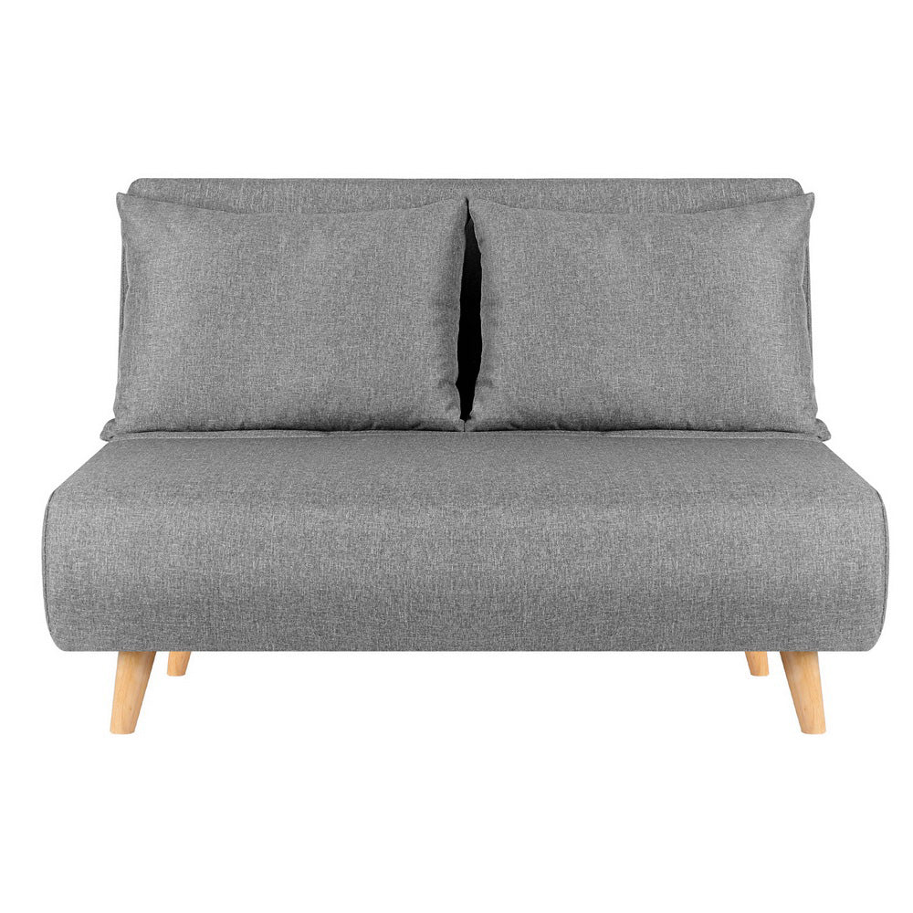 Artiss Sofa Bed 2 Seater Convertible Couch Recliner Lounge Chair Linen SBED-E-FLD01-2S-GY