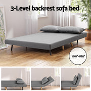 Artiss Sofa Bed 2 Seater Convertible Couch Recliner Lounge Chair Linen SBED-E-FLD01-2S-GY