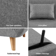 Artiss Sofa Bed 2 Seater Convertible Couch Recliner Lounge Chair Linen SBED-E-FLD01-2S-GY