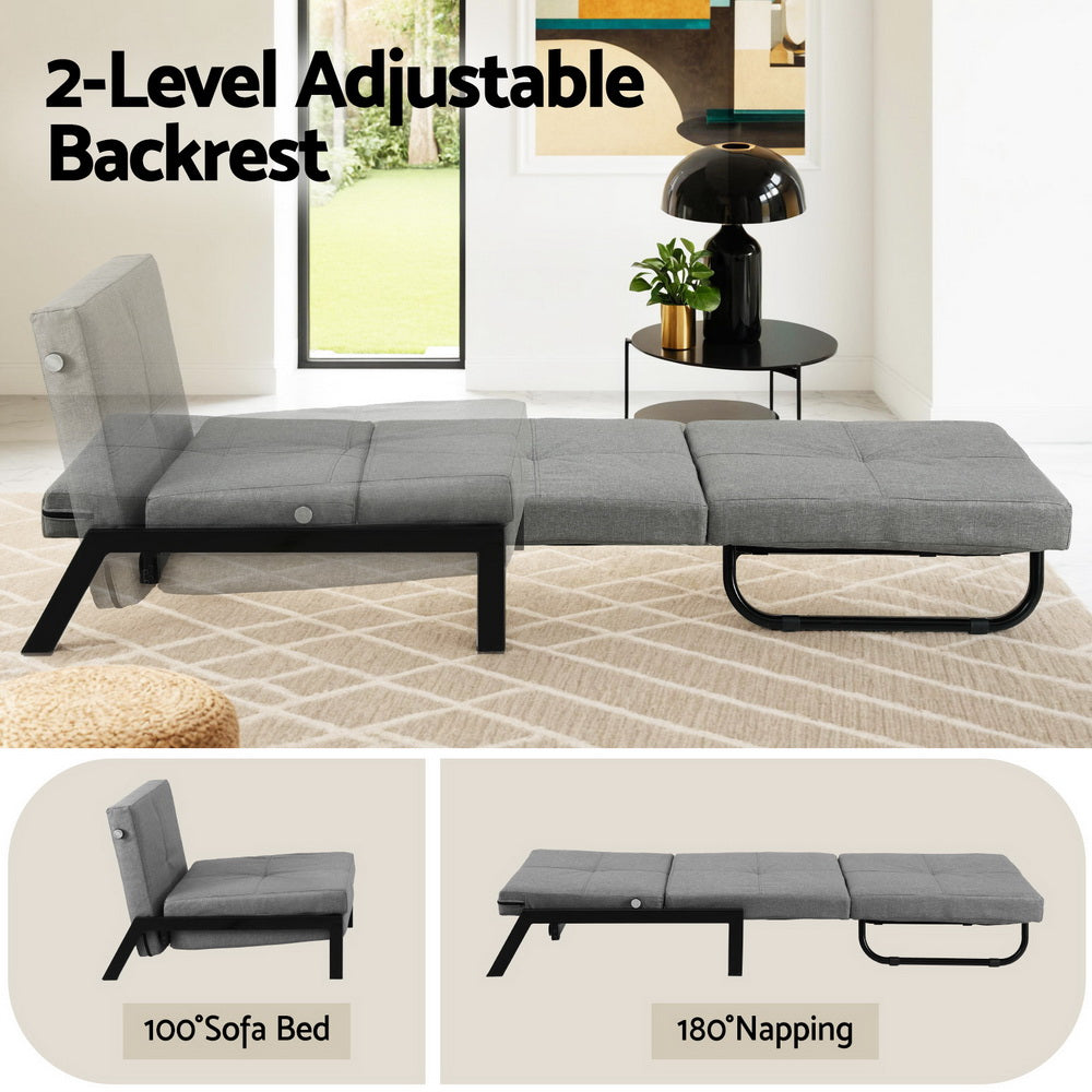 Artiss Sofa Bed Folding Convertible Couch Recliner Lounge Chair SBED-E-FLD02-1S-GY