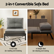Artiss Sofa Bed Folding Convertible Couch Recliner Lounge Chair SBED-E-FLD02-1S-GY