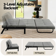 Artiss Sofa Bed 2 Seater Folding Convertible Couch Recliner Lounge Chair SBED-E-FLD02-2S-GY
