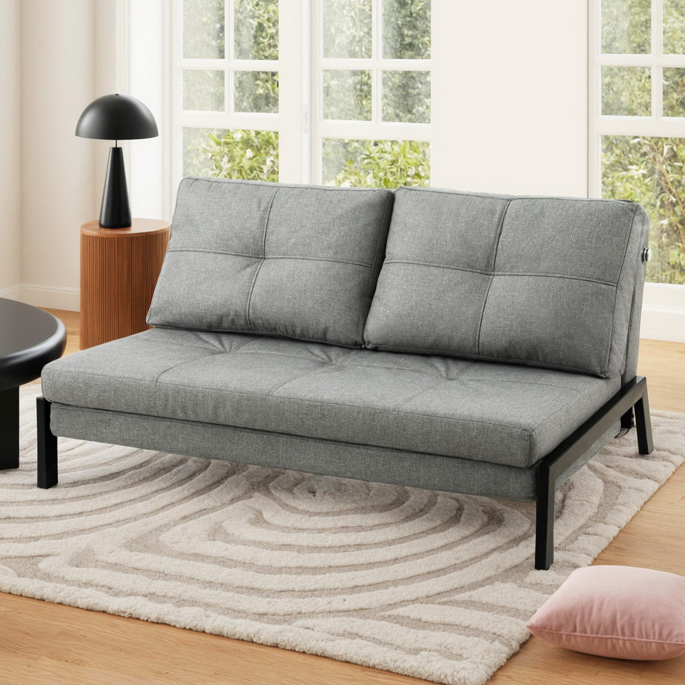 Artiss Sofa Bed 2 Seater Folding Convertible Couch Recliner Lounge Chair SBED-E-FLD02-2S-GY