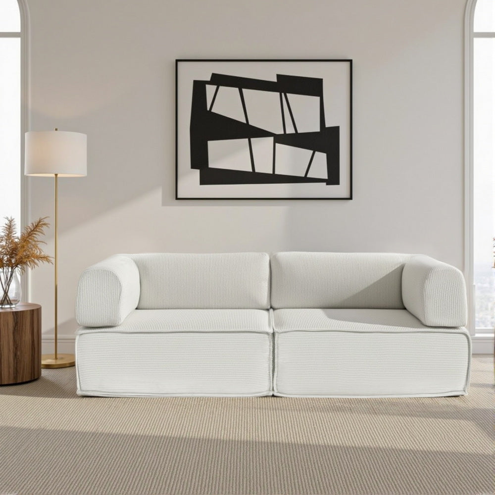 Artiss Convertible Folding Sofa Bed Beign SBED-E-FLD03-2S-BG-AB